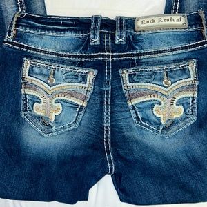 Buckle Jeans ROCK REVIVAL size 29 MID RISE+Skinny Dark/Light blue shades NWOT